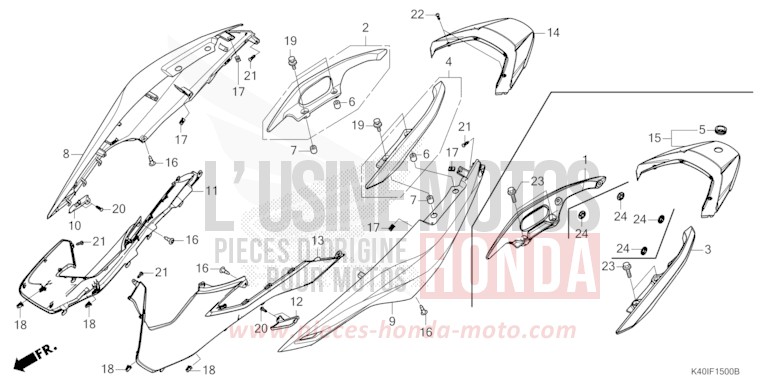 BODY COVER/REAR GRIP for Forza 125 MAT CARNELIAN RED METALLIC (R384) from 2022